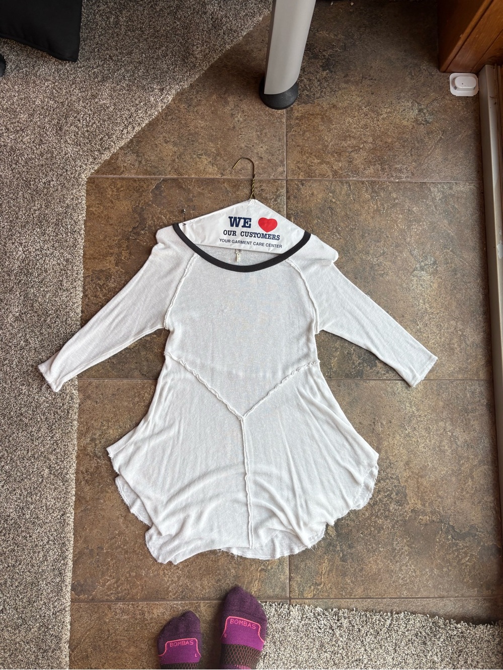 White Long-Sleeve Knit Tunic Top